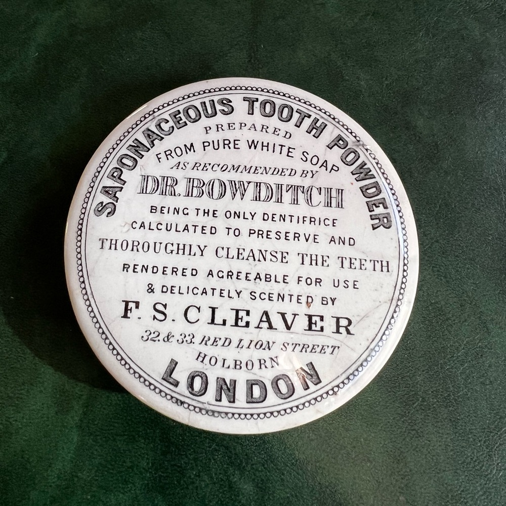 Rare Antique Victorian F. S. Cleaver Saponaceous Tooth Powder Pot Lid